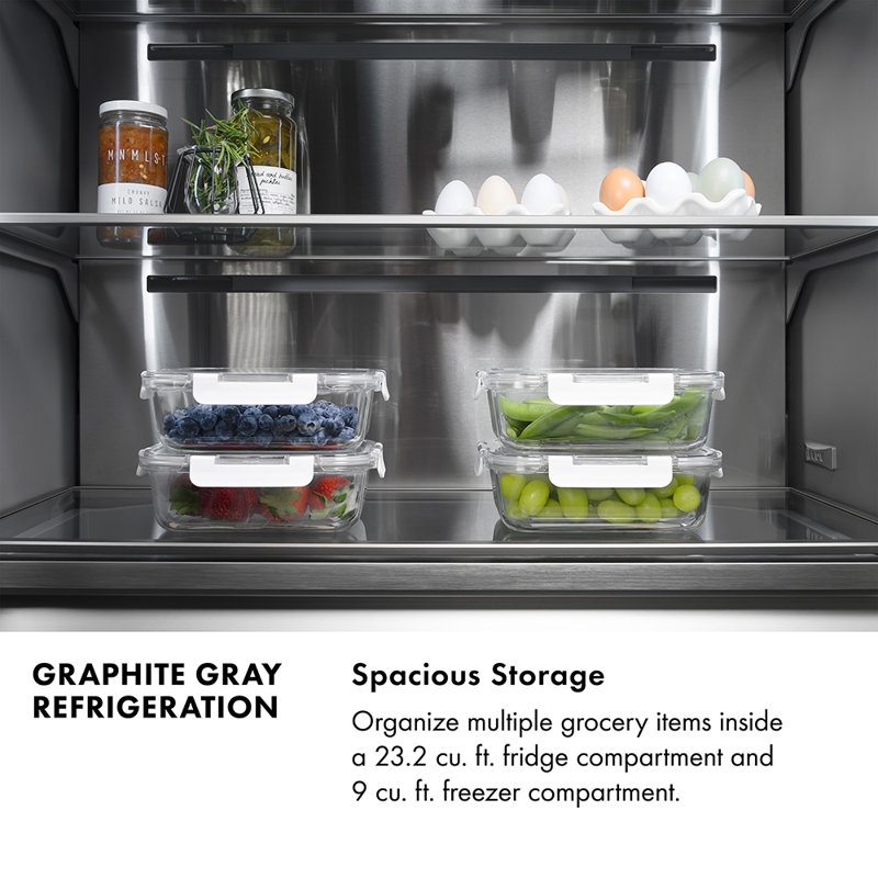 ZLINE Autograph 60 in. Built-In Refrigerator w/ Gray Interior and Polished Gold Helix Handles, Gold