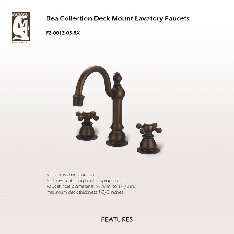 High Arc Torch Widespread Bathroom Faucet with Drain Assembly, Oil-Rubbed Bronze, Cross