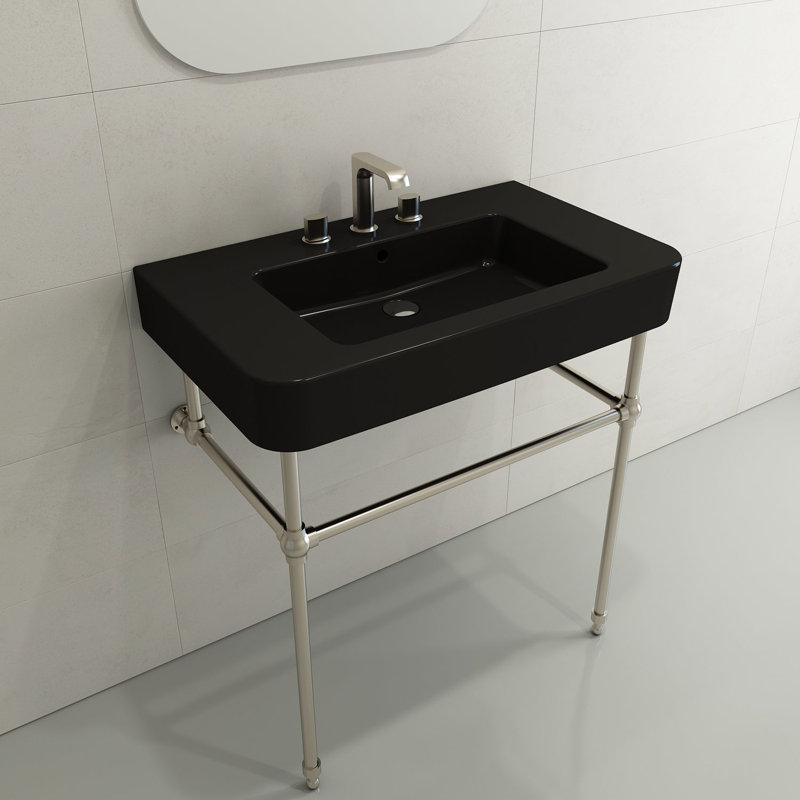 Parma 21.06 in. L Bathroom Sink, Matte Black, 8" Widespread