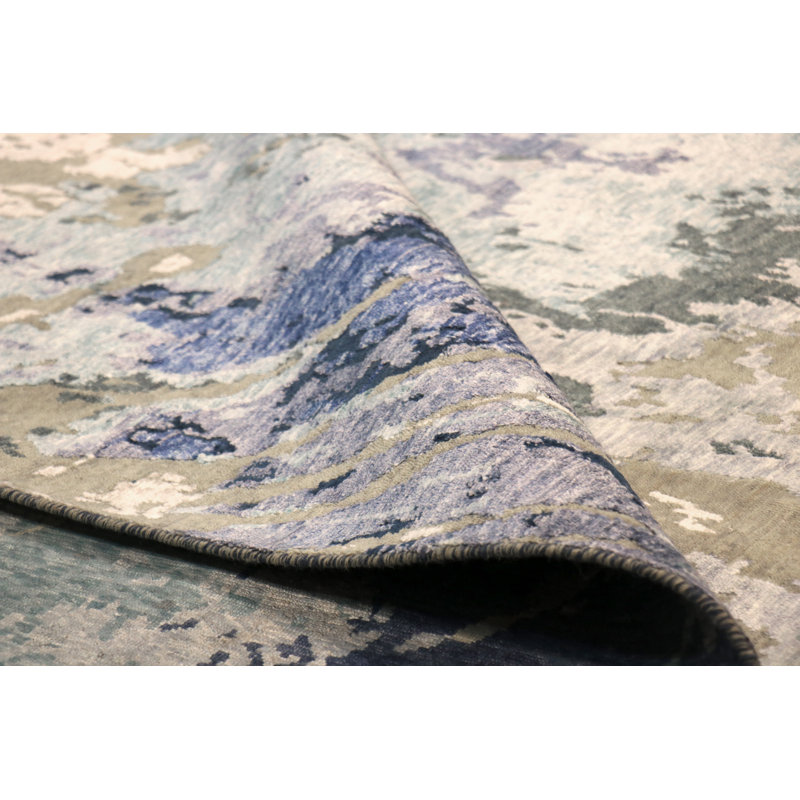 Modern Hand-Knotted Beige Area Rug