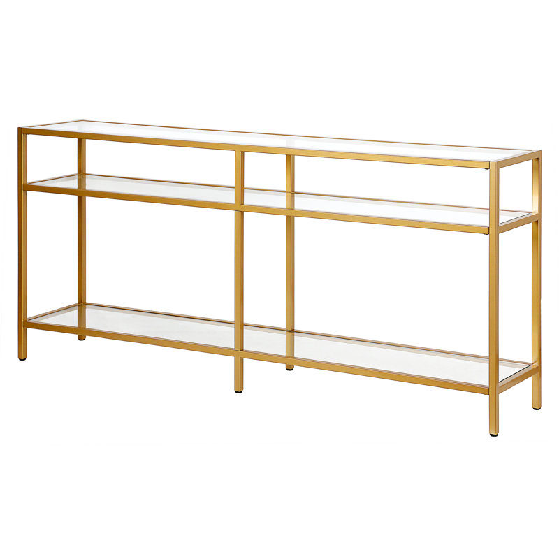 Glass Top Console Table, Brass