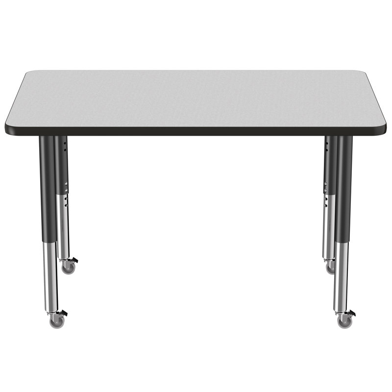 Table rectangulaire d'activité rectangulaire avec pieds réglables, Gris/noir, Super, 30" x 48"