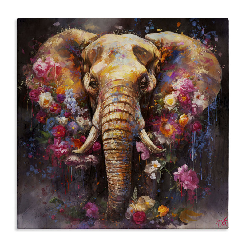 «Flower Swathed Elephant» par Marta Wiley, H 30 po x l 30 po