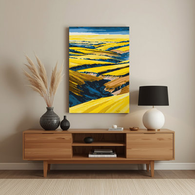 Aquarelle, paysage, 48, art mural en métal jaune