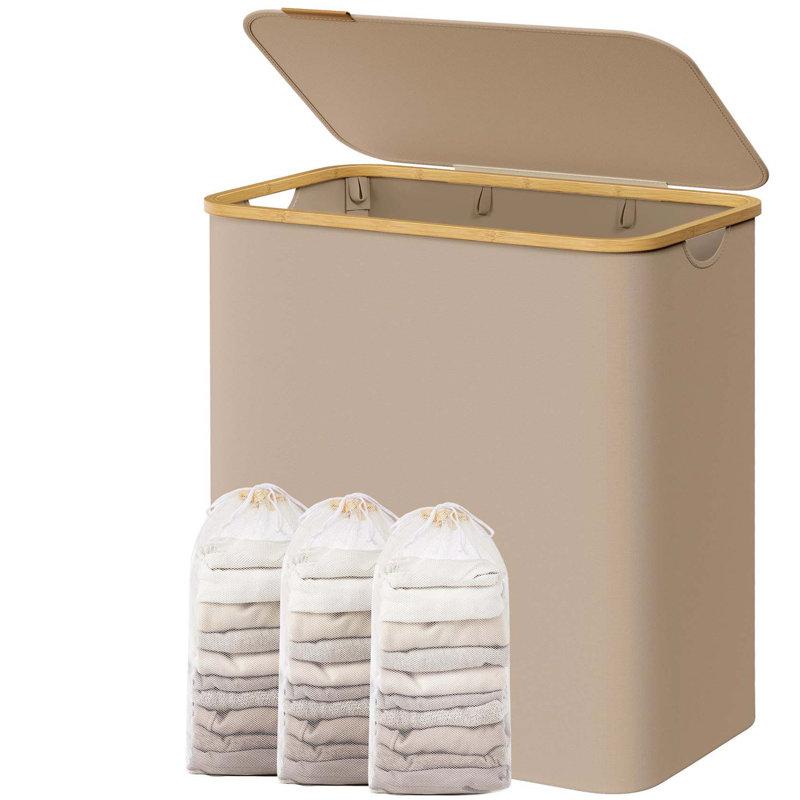 Bhargava Laundry Hamper with Handles, Brown, 70 x 60 x 38
