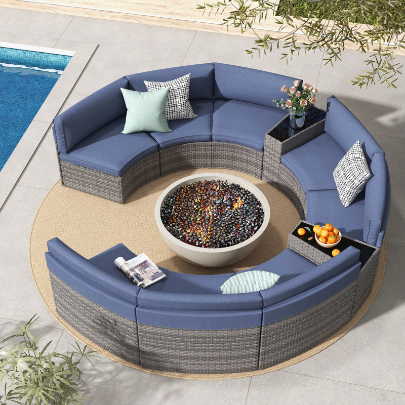 Ensemble de conversation pour 8 personnes avec coussins, Structure grise / coussin gris clair