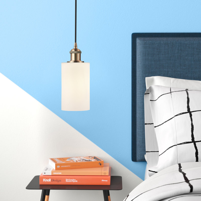 Glessite 1 - Light Single Pendant, LED, Matte White, Brushed Satin Nickel