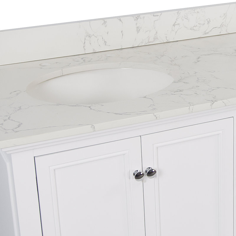 Ensemble de meuble-lavabo double 60 po Ferdinand, Blanc, Marbre d'ingénierie