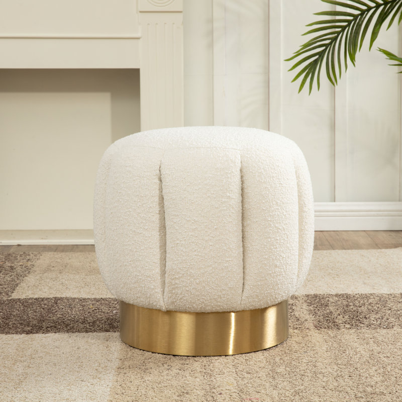 Maxine Round Ottoman, Black Velvet