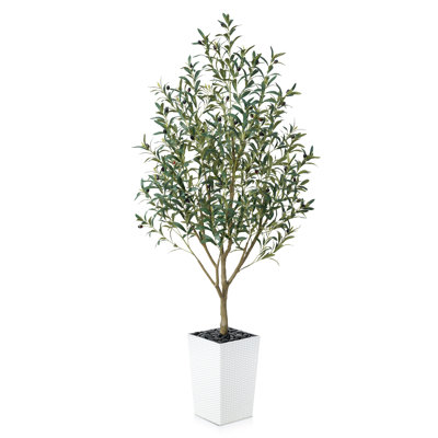 Adcock Artificial Olive Tree for Indoor & Outdoor Home Decor, Faux Olive Tree with Decorative Pot