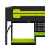 Structure contemporaine pour lit mezzanine double pleine grandeur, avec bureau, tablettes de rangement, lumières DEL, ports USB et panneau perforé-1538740092