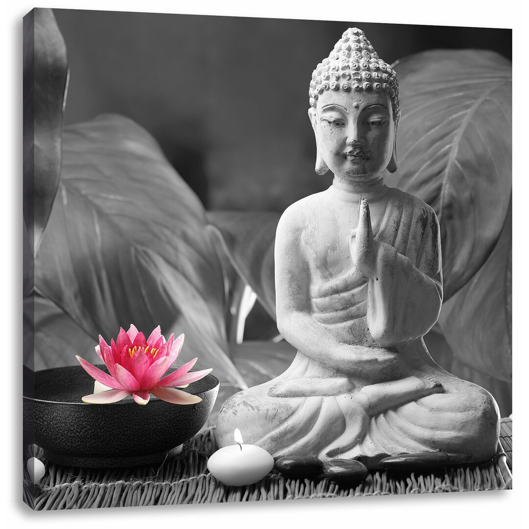 Leinwandbild Buddha mit Seerose