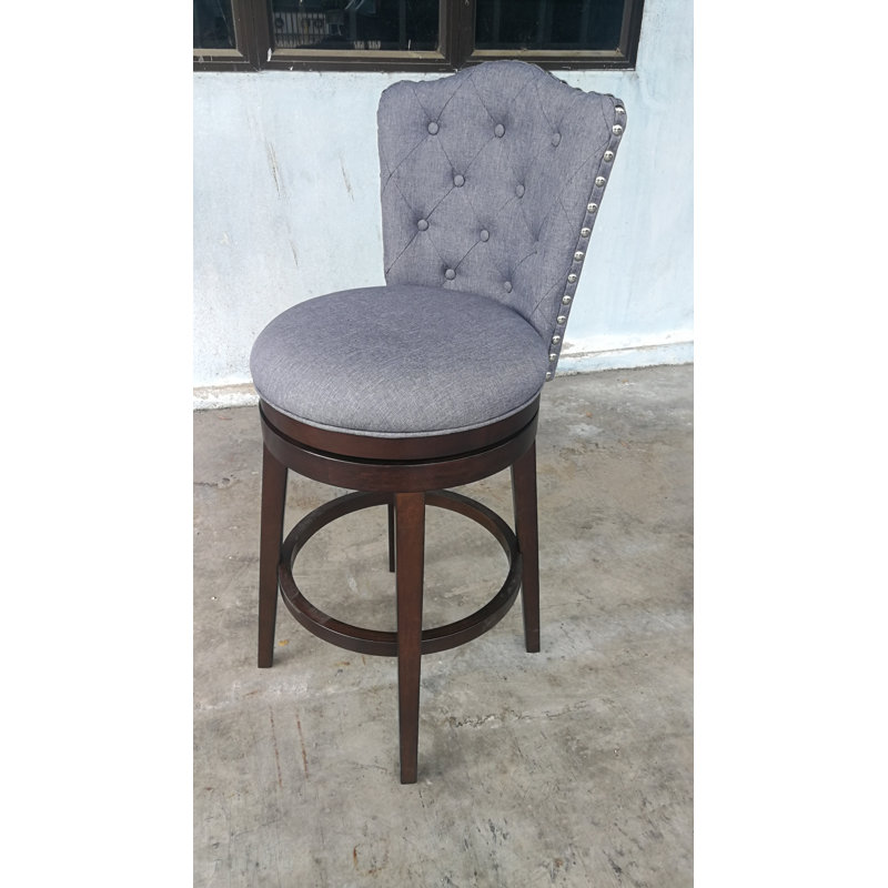 Tabouret de bar et de comptoir pivotant Marthasville, Polyester crème, Tabouret de bar (siège d’une hauteur de 30,5 p