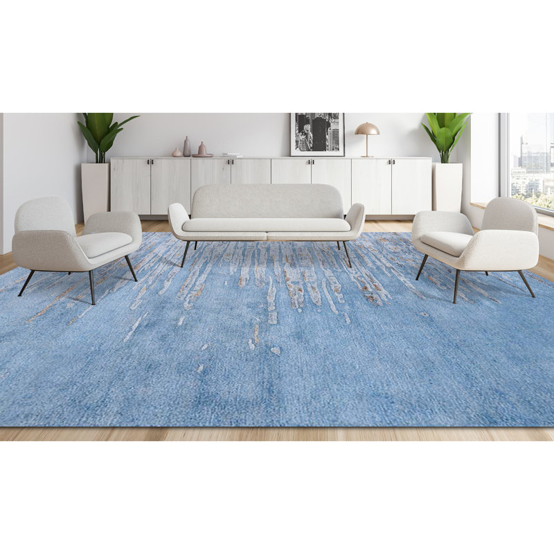 Area Rug in Blue, Rectangle 3' x 6'