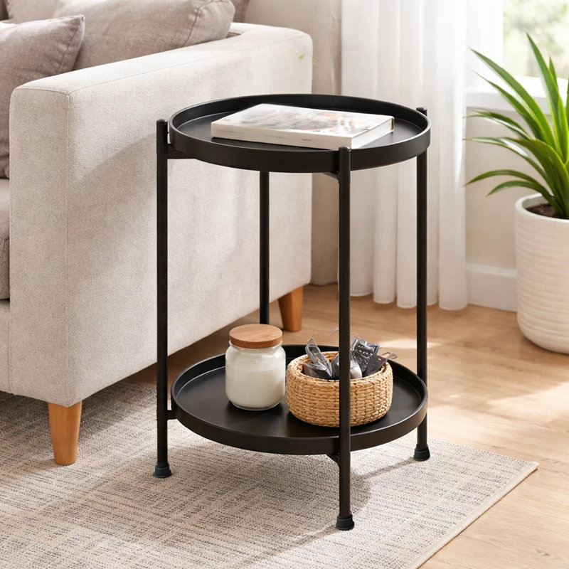 Rachele Iron Tray Top End Table, Black