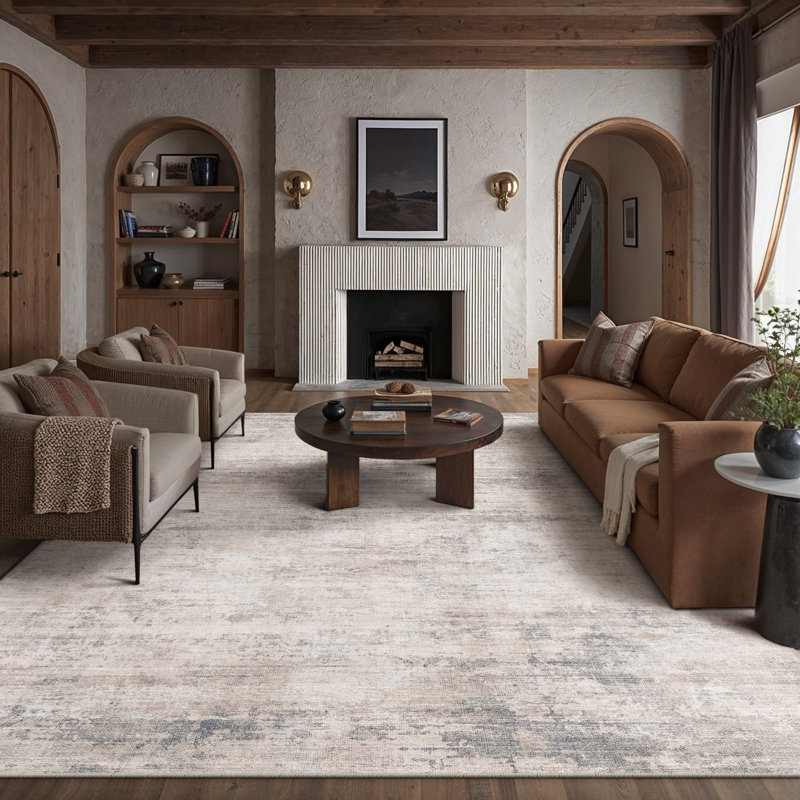 Elyndor Elegant Abstract Area Rug, Beige, Rectangle 2'3" x 2'9"