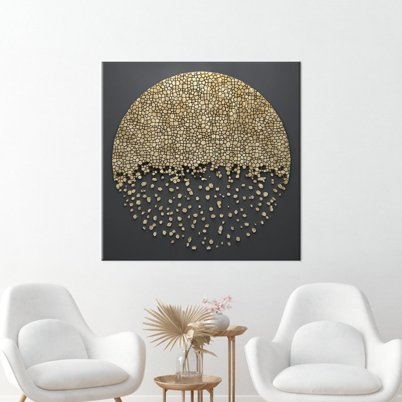 Reproduction d'art abstrait mural avec motif doré moderne sur toile de luxe parfaite pour cadeau de Saint-Valentin personnalisé pour lui