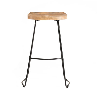 Geonna Saddle Style Solid Wood Bar & Counter Stool with Footrest