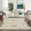 Tapis crème / bleu en laine fabriqué à la main à motif floral traditionnel-101798527