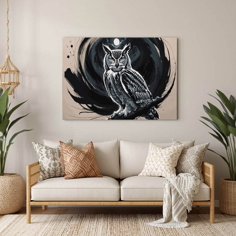 Art mural en métal noir Wildlife Owl, H 12 po x l 18 po