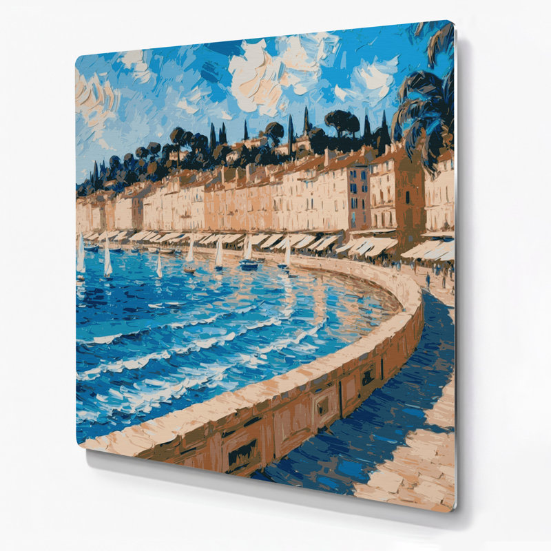 Cities Nice France Grey Metal Wall Art, 144" H x 144" W x 0.05" D