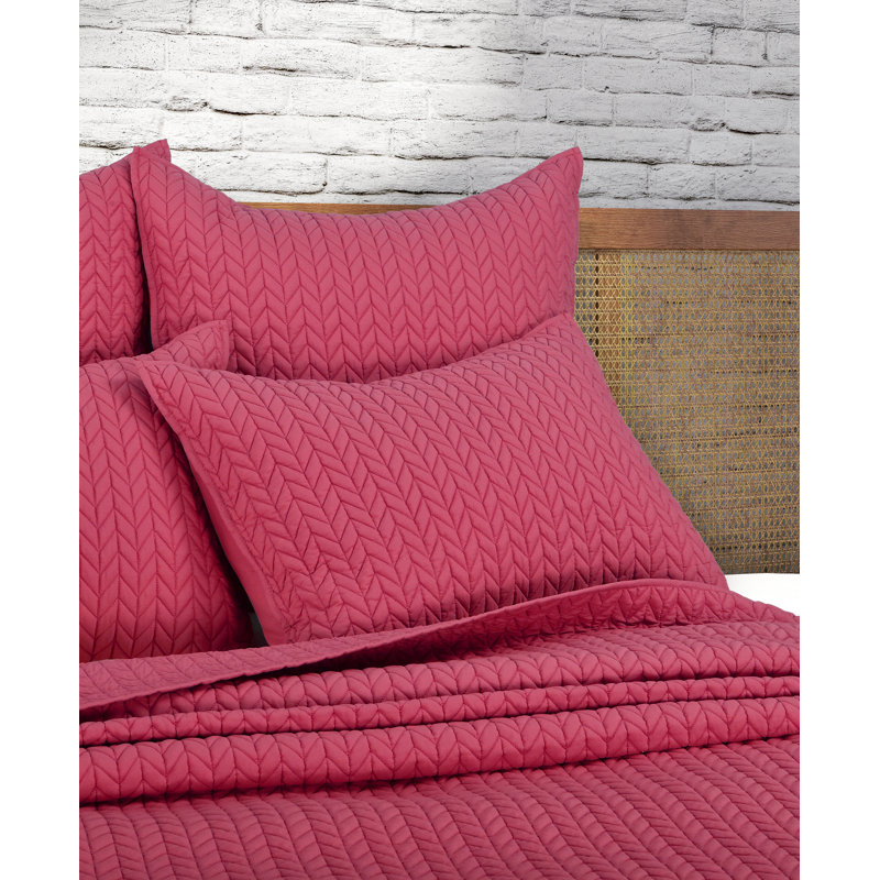 Fuchsia Quilted Polyester Standard Sham with Zipper Closure