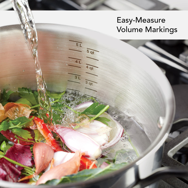 KitchenAid 5-Ply Clad Stainless Steel Induction Stockpot with Lid, 6 Quart