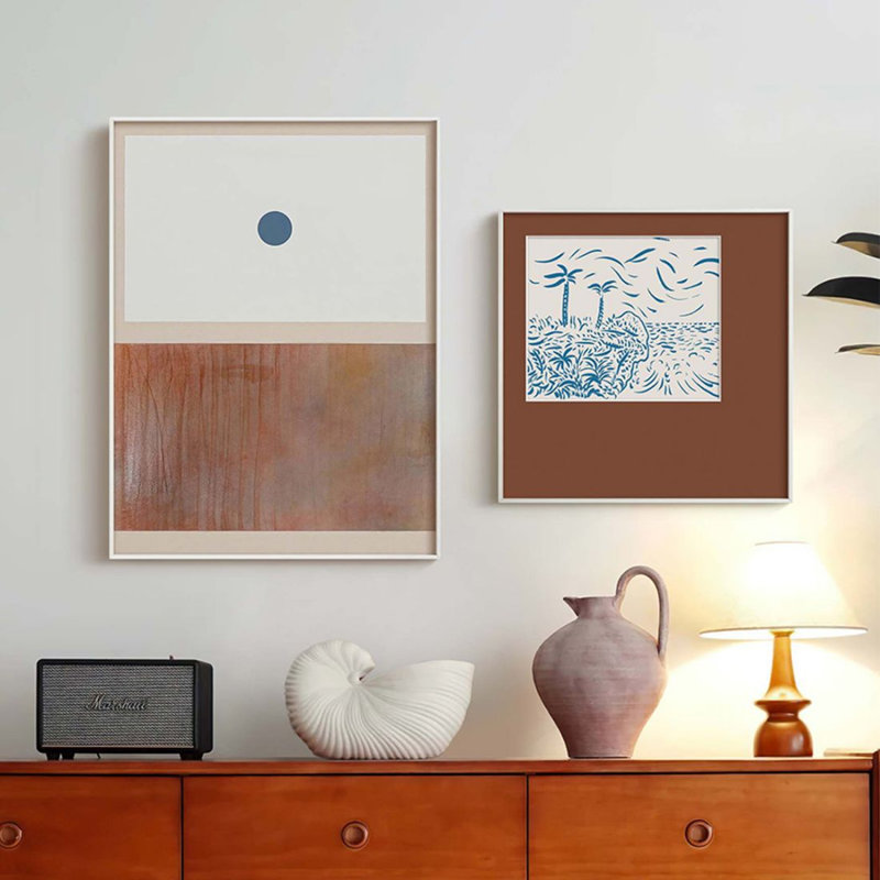 Deux peintures décoratives et pièces murales de salon rétro, H 23,62 po x l 17,72 po