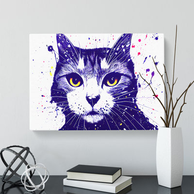 Cat Paint Splatter - Wrapped Canvas