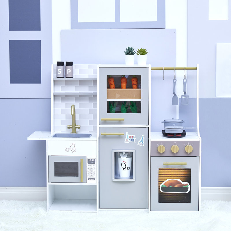 Teamson Kids Little Chef Lyon Modern Wooden Play Kitchen, Gray