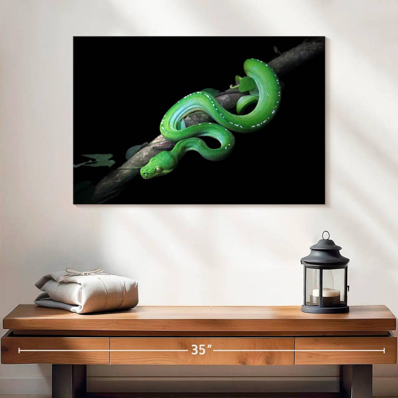 Python vert Brampt glissant sur une branche, H 16 po x l 24 po