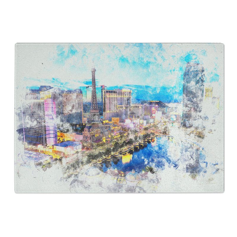 Tempered Glass the Las Vegas Strip Chopping Board, 20 cm x 28.5 cm