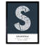Shanghai City Map Shanghai Navy - Single Picture Frame Typography