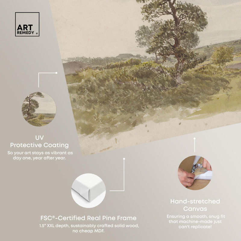 Tree in Foreground Rustic Farmhouse Landscape Canvas Art, 15" x 10"