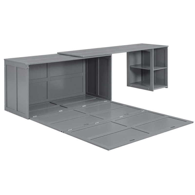Grand lit escamotable avec bureau rotatif