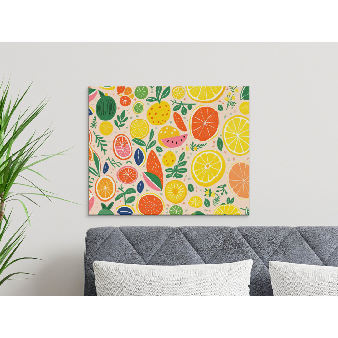 Vibrant Citrus Fruit Abstract Wall Art