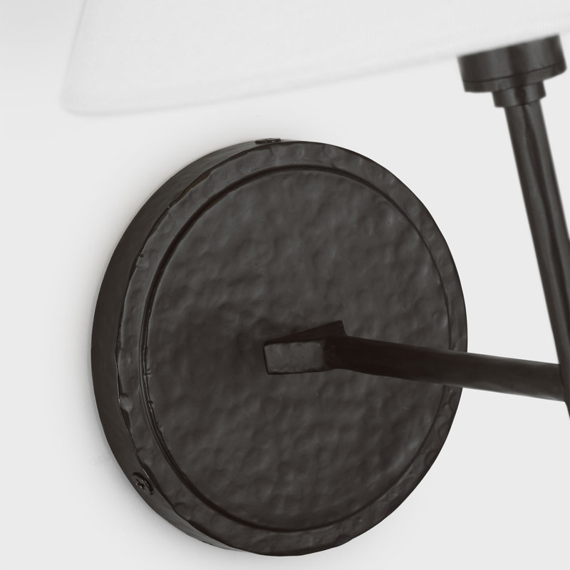 Chapman & Myers Covarrubias Light Bathroom Bedroom Wall Fixture With White Linen Shade, 14.25" H x 8" W x 9.375" D, 1 Light