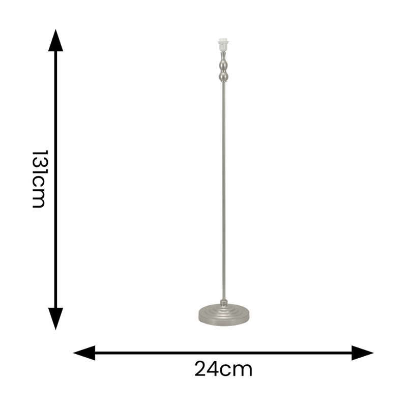 Reselva 131cm Traditional Floor Lamp, Brushed Chrome, White