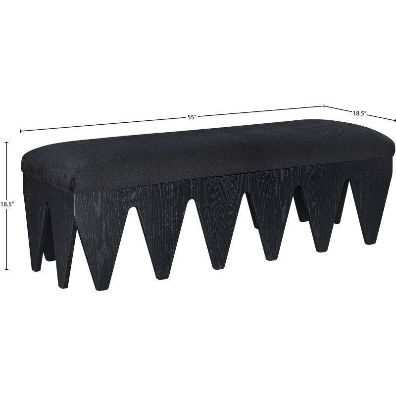 Banc en tissu Altair, Tissu de fourrure velours noir / finition noire