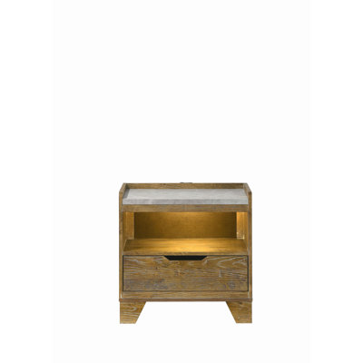 Garcia Light Aspen Brown Nightstand w/LED and USB port