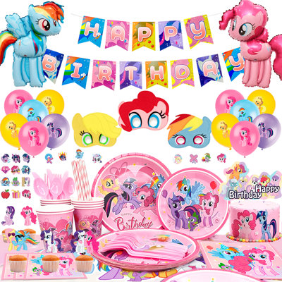 My Little Pony Birthday Party Supplies,164pcs My Little Pony Party Tableware and Decorations Set