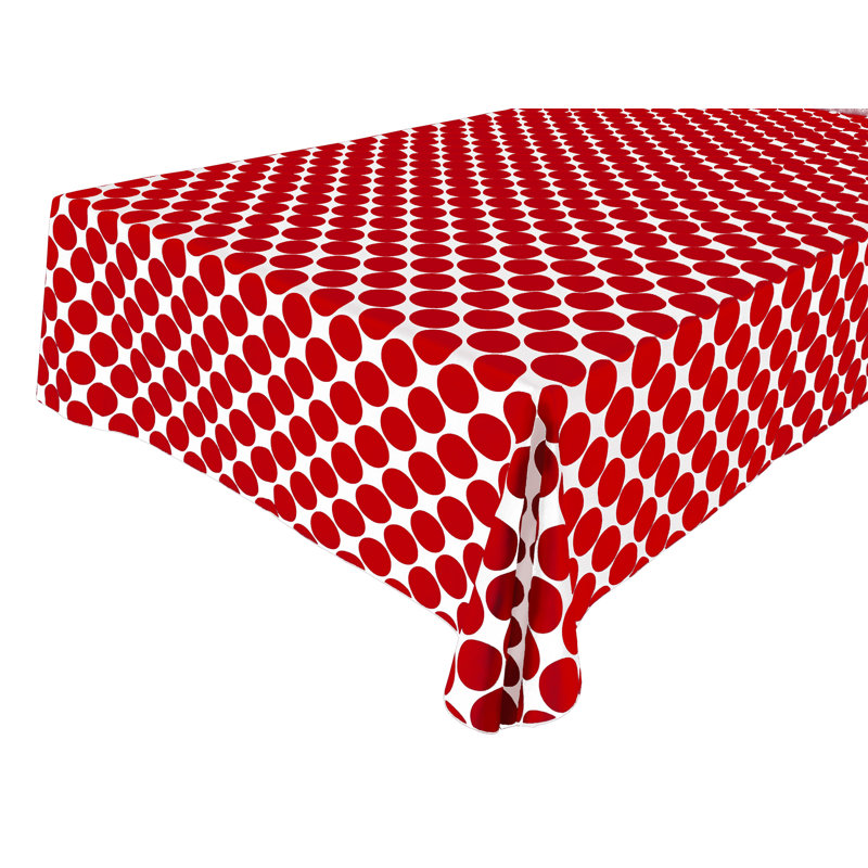 Large Circle Dots Print Tablecloths, Red/White, 58" W x 72" L