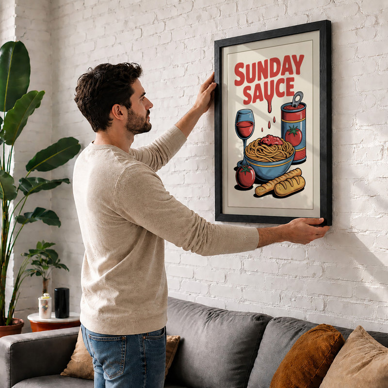 Sunday Sauce Retro - Framed Print, A2 - 59.4 x 42.0 cm, Unframed