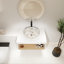 Meuble-lavabo flottant avec lavabo vasque à motif sable doré et tablette ouverte-129390573