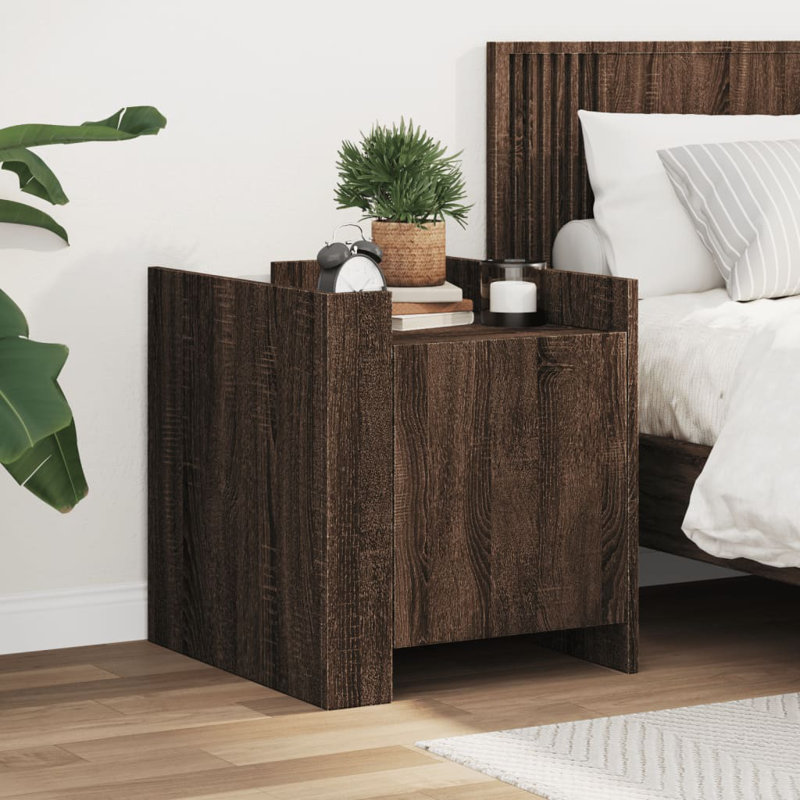Quanterrious 45cm W Manufactured Wood Bedside Table, Brown Oak