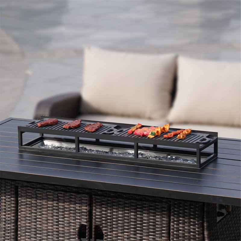 Ensemble de poêles en fonte émaillée avec support en acier antirouille - Ensemble de barbecue 3 pièces résistant à la chaleur, résistant aux intempéries, antiadhésif