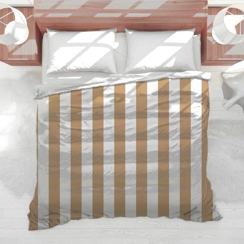 Beige Vertical Stripes Comforter, Twin