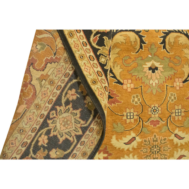 Tapis doré et noir de haute qualité noué à la main