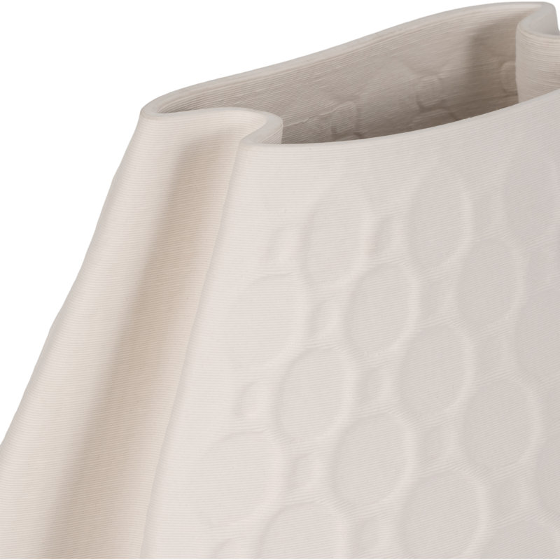 Vase en porcelaine à nervures sculpté en grès pour îlot de cuisine - Design d'intérieur pour la table de table - Ivoire et brun clair
