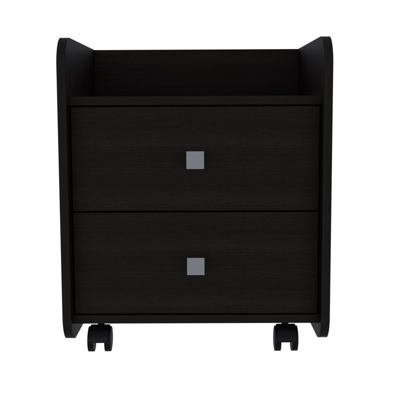 Marsella Nightstand, Two Drawers, Metal Handle, Bedroom, Black Wengue